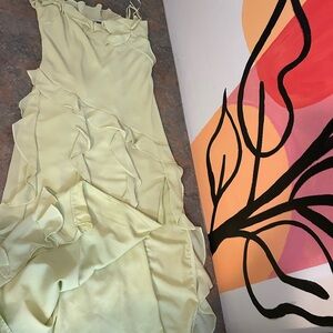 American Eagle Outfitters Light Yellow Asymmetrical Dress